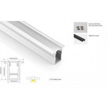 Perfil de alumínio 13x12mm para encastrar (2m) especial para fita LED de 5mm Perfil de alumínio 13x12mm para encastrar (2m) especial para fita LED de 5mm