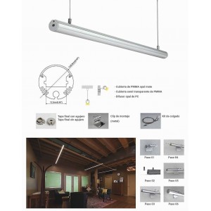 Perfil para pendurar ou superfície diâmetro 21mm (2m)