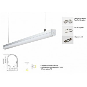 Perfil de suspensão ou superfície 20x27mm para fita LED (2m)