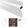 Perfil para fita LED de integração gesso/forro 96x35 Trimless esquina (2m)