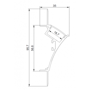 Perfil para fita LED de integração gesso/forro 96x35 Trimless esquina (2m)