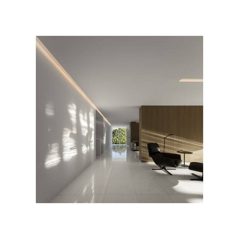Perfil para fita LED de integração gesso/forro 96x35 Trimless esquina (2m) Perfil para fita LED de integração gesso/forro 96x35 Trimless esquina (2m)