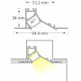 Perfil para fita LED 94x34 Trimless - canto superior e inferior (2m)