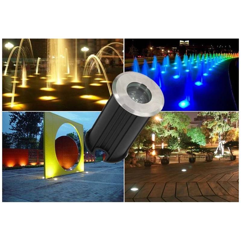 Foco LED de piso Iluminador de parede RGB 3W 12V IP67 Foco LED de piso Iluminador de parede RGB 3W 12V IP67