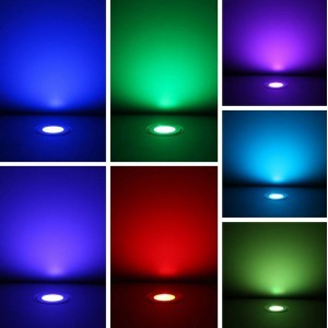 Kit 6 luzes LED de piso RGB encastráveis Ø58x9mm 0,6W 12V-DC IP67