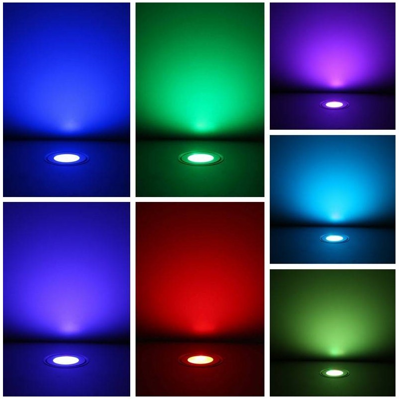 Kit 6 luzes LED de piso RGB encastráveis Ø58x9mm 0,6W 12V-DC IP67 Kit 6 luzes LED de piso RGB encastráveis Ø58x9mm 0,6W 12V-DC IP67