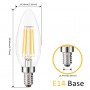 Lâmpada vela LED E14 C35 transparente 4W 3000 °K Lâmpada vela LED E14 C35 transparente 4W 3000 °K