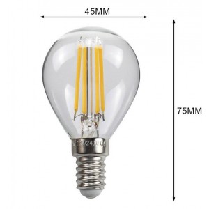 Lâmpada Filamento LED E14 Clear G45 4W
