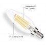 Lâmpada vela LED E14 C35 transparente 4W 3000 °K Lâmpada vela LED E14 C35 transparente 4W 3000 °K