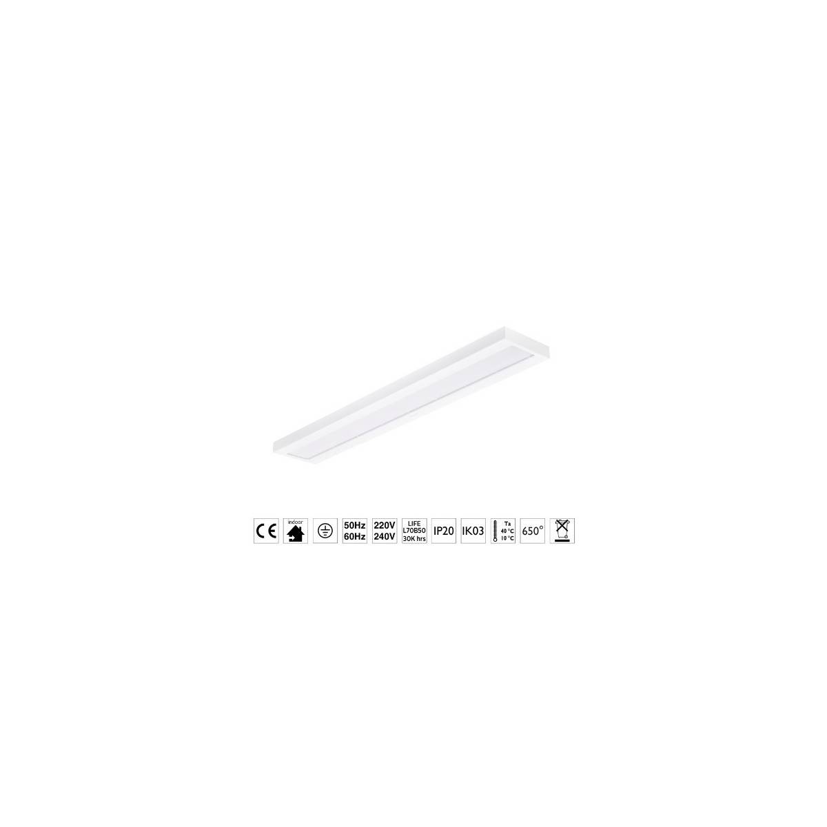 Painel LED encastrável 120x20cm 34W 4000ºK 3400lm UGR25 - Philips