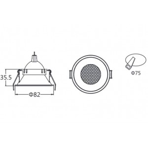 Aro encastrável para dicróicas LED downlight Ø75mm GU10/MR16