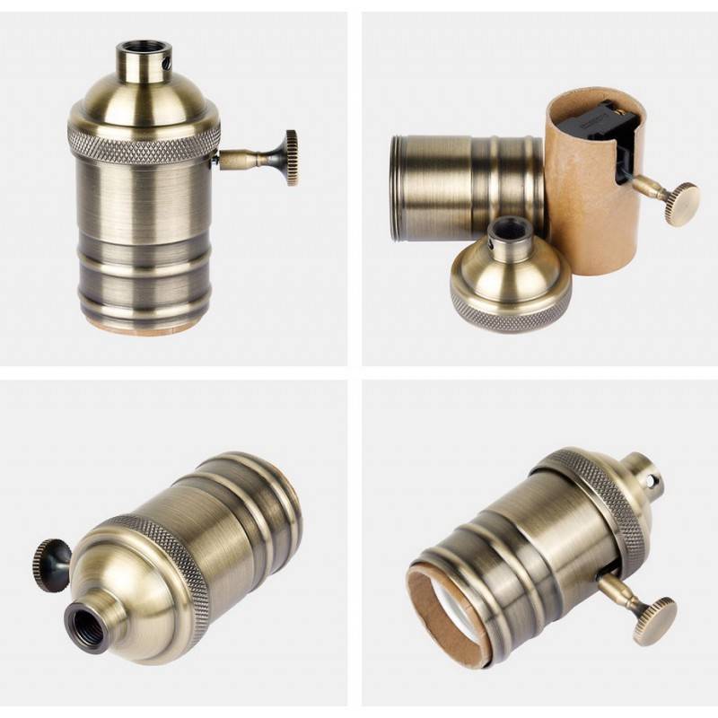 Porta-lâmpada E27 estilo vintage acabamento bronze com interruptor Porta-lâmpada E27 estilo vintage acabamento bronze com interruptor