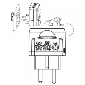 Tomada com sensor de movimento 120° IP20