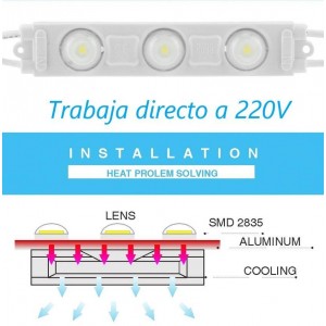 Módulo LED para rotulação 2,5W 230V IP65 120° 6200°K (Un.)