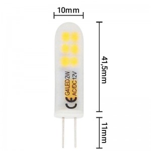Lâmpada LED G4 Bi-Pin 2W 12V-DC/AC Cilíndrica