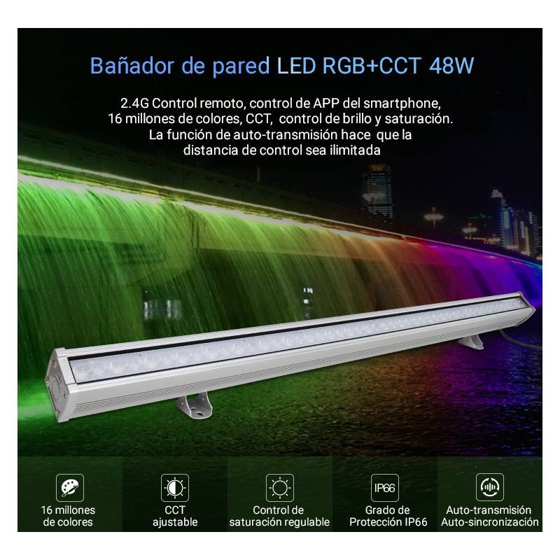 Luminária de parede  Wall washer RGB+CCT 48W controle RF/WiFi | Mi Light