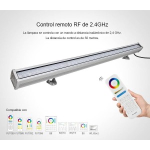 Banhador LED parede RGB+CCT 24W controle RF/WiFi | Mi Light