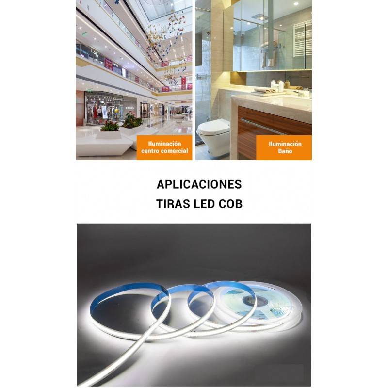 Fita LED COB 24V-AC 10MM 24V IP20 - Rolo de 10 metros Fita LED COB 24V-AC 10MM 24V IP20 - Rolo de 10 metros