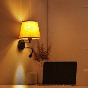 Luz de parede "PAIR" E27 com reflector LED de 3W para leitura