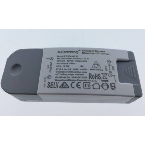 Driver atenuável LED TRIAC de corrente contínua 25-42VDC 300mA
