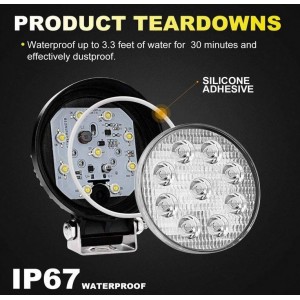 Foco LED para maquinaria, automóvel e náutica 27W -1400lm - Ângulo Aberto