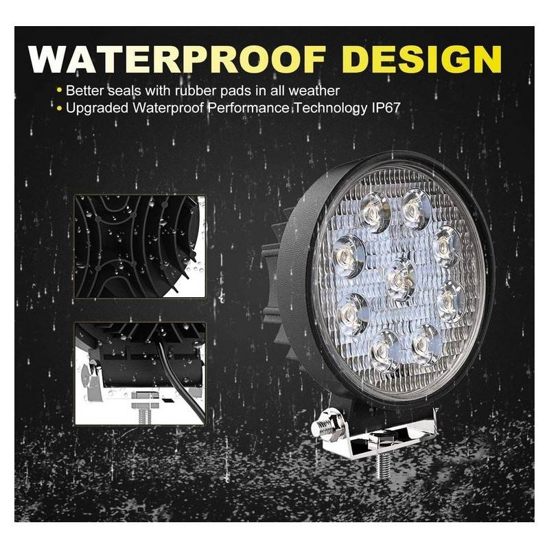 Foco LED para maquinaria, automóvel e náutica 27W -1400lm - Ângulo Aberto