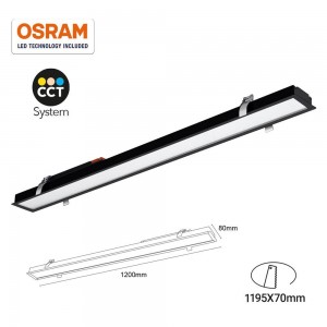 Luminária LED Linear encastrável CCT 40W UGR19 Chip Osram