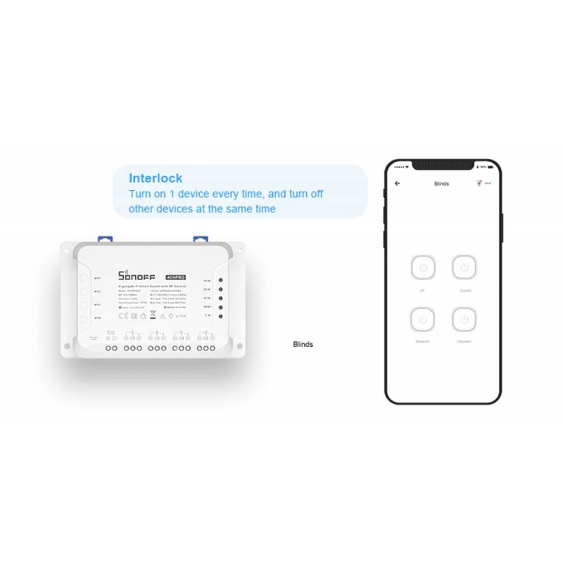 Interruptor WiFi de 4 canais 10A e aplicação para controle de luzes LED