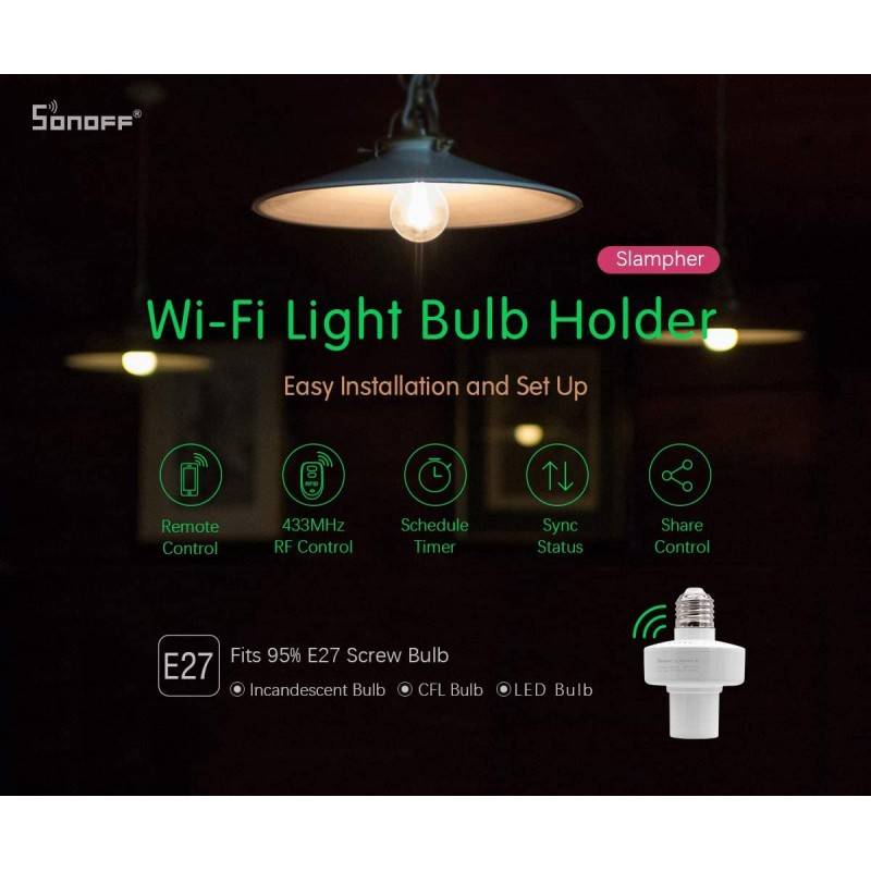 Adaptador inteligente de lâmpada E27 WiFi | SONOFF SLAMPHER