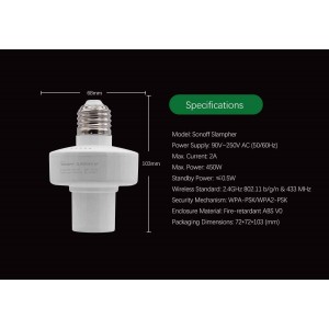 Adaptador inteligente de lâmpada E27 WiFi | SONOFF SLAMPHER