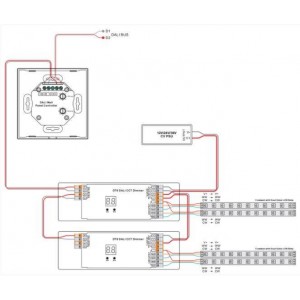 Interruptor de toque CCT 12-24V-DC (4 Zonas) DALI DUAL TOUCH COLOR