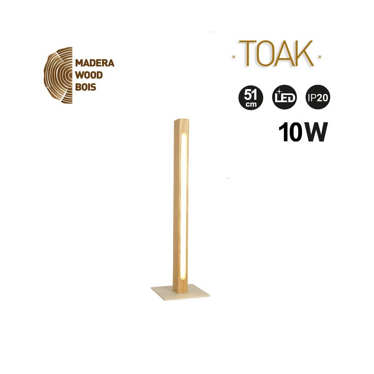 Candeeiro de mesa de madeira "TOAK" 10W dimável