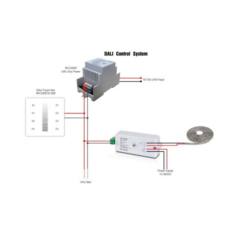 Fonte de alimentação Sunricher para DALI 16V-DC 100-240V / AC 250mA