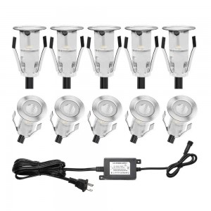 Kit 6 focos LED de embutir em escadas e pavimento 0,4W 12V-DC IP67