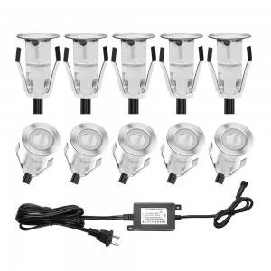 Kit 6 focos LED de embutir em escadas e pavimento 0,4W 12V-DC IP67