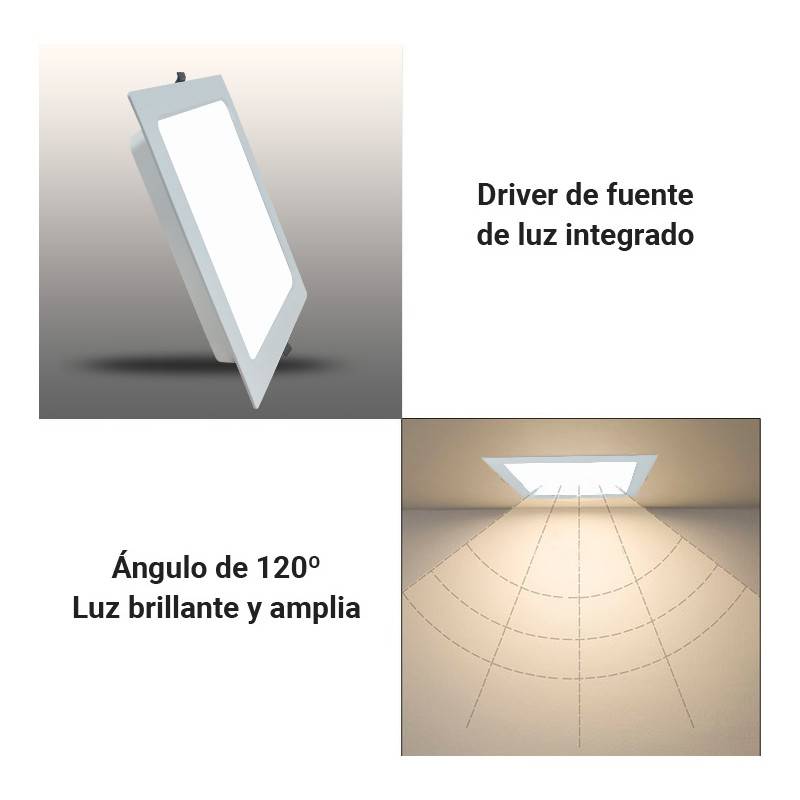 Downlight LED encastrável quadrado DOB 22W corte Ø190mm Downlight LED encastrável quadrado DOB 22W corte Ø190mm