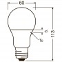 Dimensões Lampada LED E27 A60 8,5W LEDVANCE