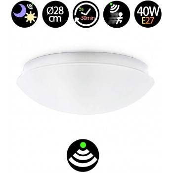 Plafón LED de superfície com sensor de movimento - E27 IP44 Plafón LED de superfície com sensor de movimento - E27 IP44