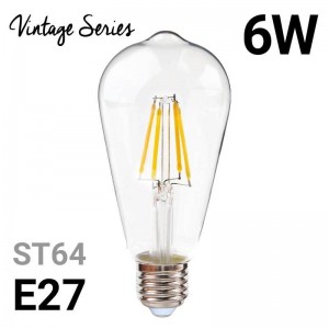 Lâmpada de incandescência LED vintage ST64 E27 6W
