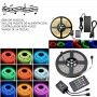 Kit fita LED musical RGB multicor, fonte de alimentação 12V, controlador 24 teclas. Rolo 5 metros Kit fita LED musical RGB multicor, fonte de alimentação 12V, controlador 24 teclas. Rolo 5 metros