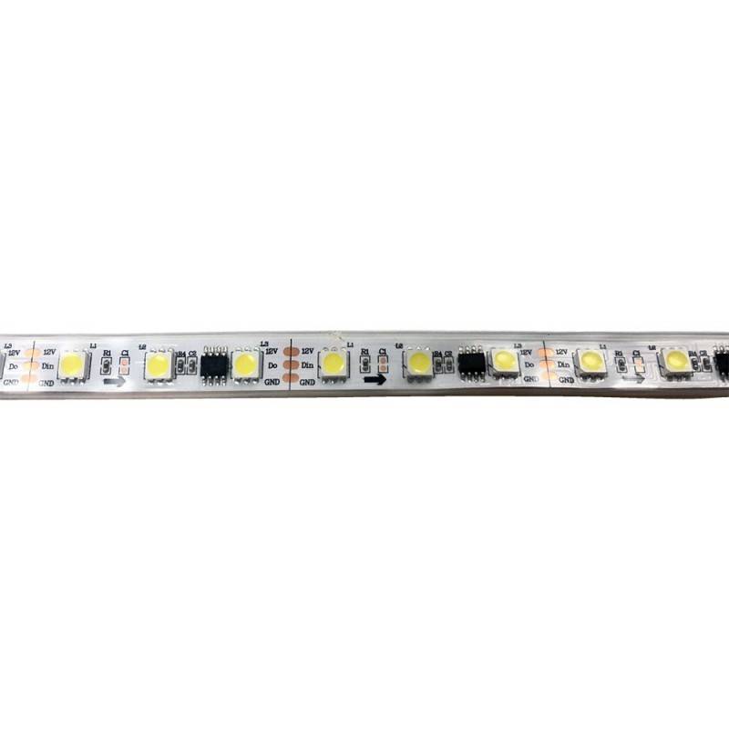 Fita LED IC digital 12V DC 72W 10mm 5 metros branco frio 6000K IP67 (SMD5050 60CH/M)