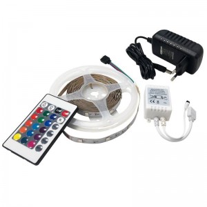 Kit de fitas LED RGB de 5m com fonte de alimentação, controlo remoto e controlador