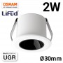 Downlight LED Mini encastrável 2W baixo UGR IP20