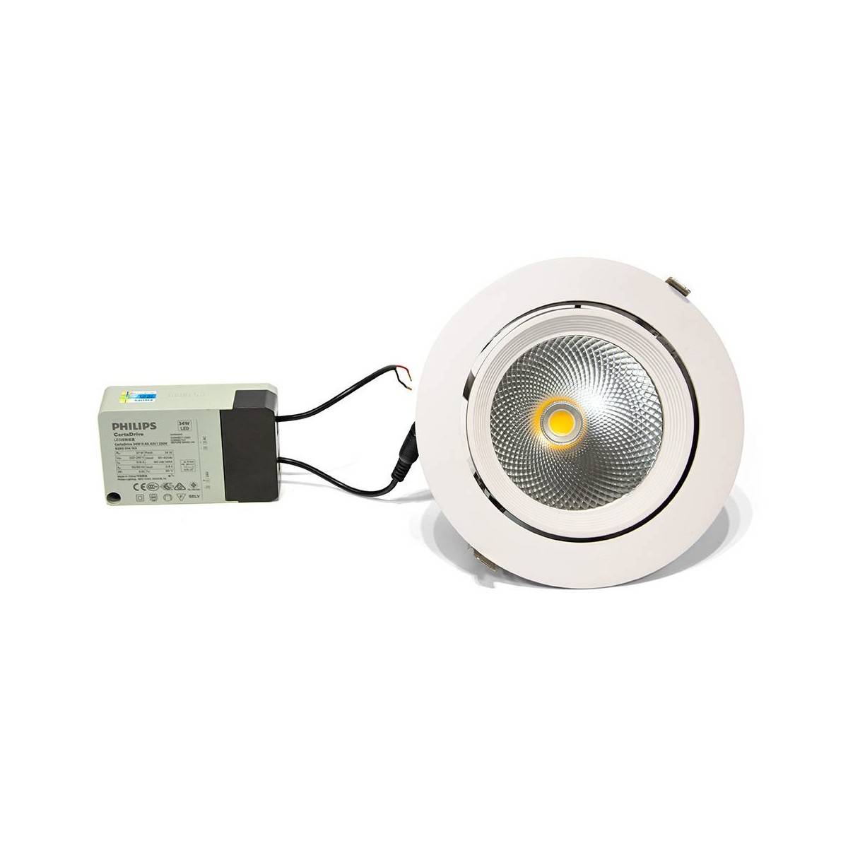 Downlight LED circular encastrável basculante 32W 60 °