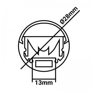 Perfil de alumínio para suspensão ou de superfície, diâmetro de 23mm (2m)