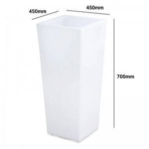Vaso de resina branca LED RGBW, 45x45x70cm, 24W, IP67, recarregável