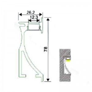 Perfil encastrável iluminador de parede rodapé 26x78mm (2m)