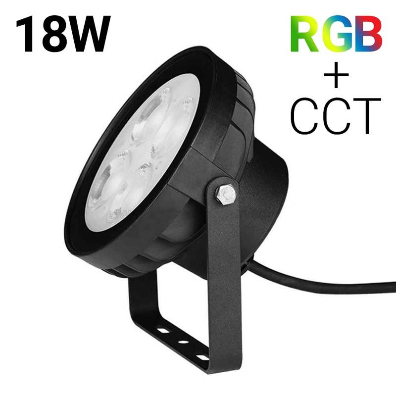 Foco projetor LED 18W RGB+CCT controlo por RF/WiFi - IP66