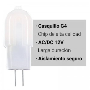 Lâmpada LED G4 Bi-Pin 1.8W 12V-DC/AC 160lm