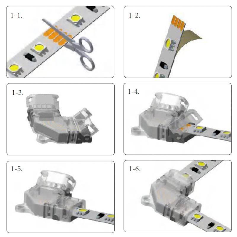 Conector canto em "L" fita LED SMD RGB 12V / 24V- 4 pinos - Fita 10mm